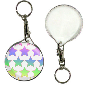 Rainbow Star Pattern - 55mm Button Badge Key Ring Rainbow Star Pattern - 55mm Button Badge Key Ring