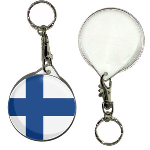 Finland Flag - 55mm Button Badge Key Ring Finland Flag - 55mm Button Badge Key Ring
