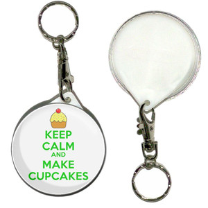 Keep Calm and Make Cupcakes - 55mm Button Badge Key Ring Keep Calm and Make Cupcakes - 55mm Button Badge Key Ring