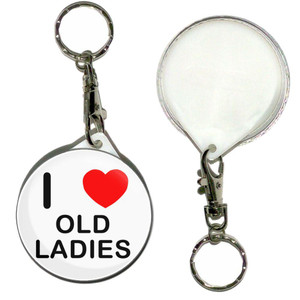 I Love Old Ladies - 55mm Button Badge Key Ring I Love Old Ladies - 55mm Button Badge Key Ring