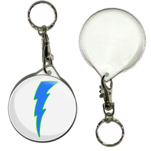 Lightning Bolt Blue - 55mm Button Badge Key Ring Lightning Bolt Blue - 55mm Button Badge Key Ring