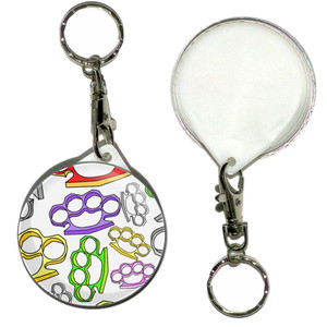 Knuckle Duster Pattern - 55mm Button Badge Key Ring Knuckle Duster Pattern - 55mm Button Badge Key Ring