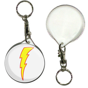 Lightning Bolt White - 55mm Button Badge Key Ring Lightning Bolt White - 55mm Button Badge Key Ring
