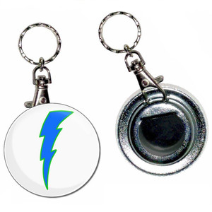 Lightning Bolt Blue - 55mm Button Badge Bottle Opener Lightning Bolt Blue - 55mm Button Badge Bottle Opener