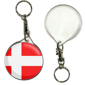Denmark Flag - 55mm Button Badge Key Ring