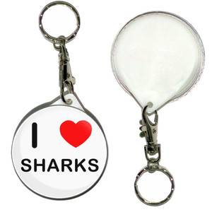 I Love Sharks - 55mm Button Badge Key Ring