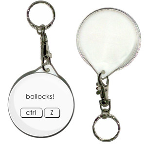 Ctrl Z - Bollocks - 55mm Button Badge Key Ring Ctrl Z - Bollocks - 55mm Button Badge Key Ring