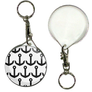 Anchor Black Pattern - 55mm Button Badge Key Ring Anchor Black Pattern - 55mm Button Badge Key Ring