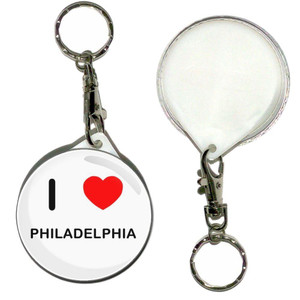 I Love Philadelphia - 55mm Button Badge Key Ring I Love Philadelphia - 55mm Button Badge Key Ring
