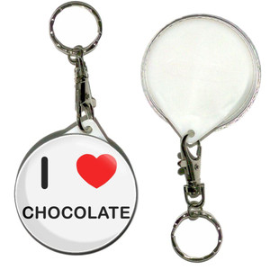 I Love Chocolate - 55mm Button Badge Key Ring