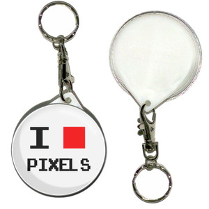 Pixel Love - 55mm Button Badge Key Ring Pixel Love - 55mm Button Badge Key Ring