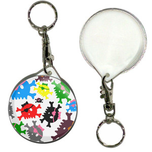 Skull Bow Pattern 3 - 55mm Button Badge Key Ring Skull Bow Pattern 3 - 55mm Button Badge Key Ring