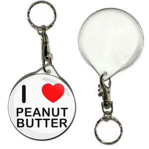 I Love Peanut Butter - 55mm Button Badge Key Ring I Love Peanut Butter - 55mm Button Badge Key Ring