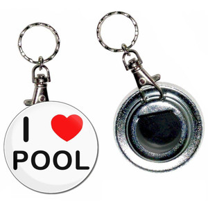 I Love Pool - 55mm Button Badge Bottle Opener