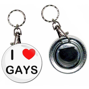 I love Gays - 55mm Button Badge Bottle Opener I love Gays - 55mm Button Badge Bottle Opener