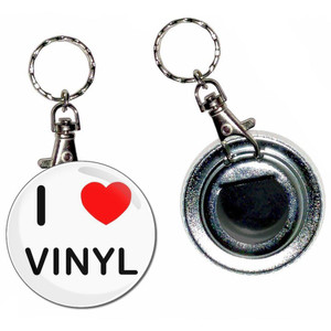 I Love Vinyl - 55mm Button Badge Bottle Opener