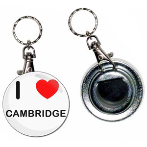 I Love Cambridge - 55mm Button Badge Bottle Opener