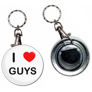 I Love Guys - 55mm Button Badge Bottle Opener