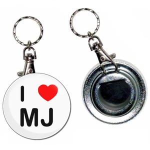 I Love MJ - 55mm Button Badge Bottle Opener