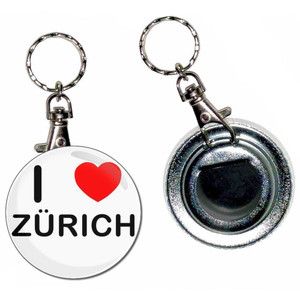 I Love Zurich - 55mm Button Badge Bottle Opener I Love Zurich - 55mm Button Badge Bottle Opener