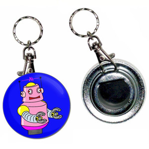 Blue Girl Robot - 55mm Button Badge Bottle Opener Blue Girl Robot - 55mm Button Badge Bottle Opener