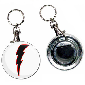 Lightning Bolt Black - 55mm Button Badge Bottle Opener Lightning Bolt Black - 55mm Button Badge Bottle Opener