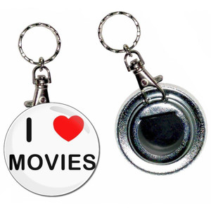 I love Movies - 55mm Button Badge Bottle Opener