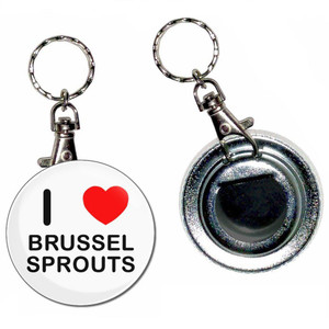 I Love Brussel Sprouts - 55mm Button Badge Bottle Opener I Love Brussel Sprouts - 55mm Button Badge Bottle Opener