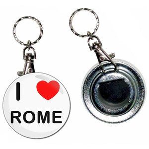 I Love Rome - 55mm Button Badge Bottle Opener