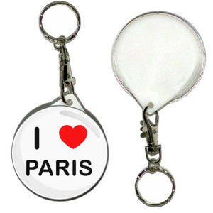 I Love Paris - 55mm Button Badge Key Ring