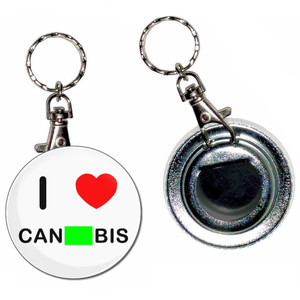 I Love Cannabis - 55mm Button Badge Bottle Opener