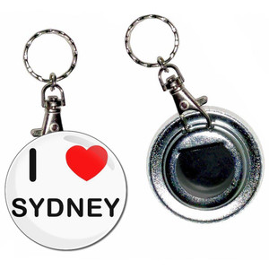 I Love Sydney - 55mm Button Badge Bottle Opener