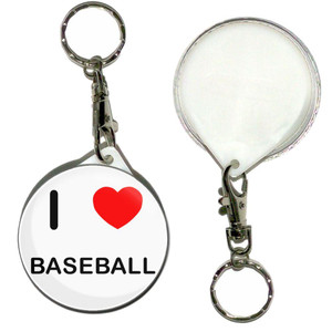 I Love Baseball - 55mm Button Badge Key Ring