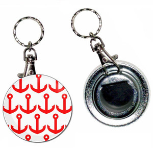 Anchor Red Pattern - 55mm Button Badge Bottle Opener Anchor Red Pattern - 55mm Button Badge Bottle Opener
