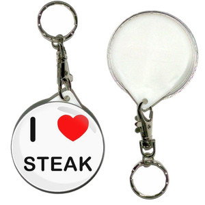 I Love Steak - 55mm Button Badge Key Ring