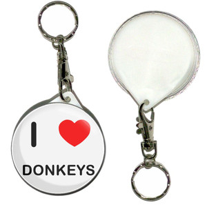 I Love Donkeys - 55mm Button Badge Key Ring