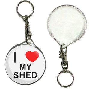 I Love My Shed - 55mm Button Badge Key Ring I Love My Shed - 55mm Button Badge Key Ring
