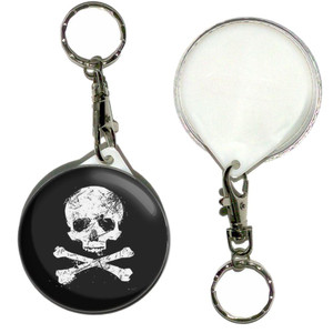 Distressed Skull and Crossbones - 55mm Button Badge Key Ring Distressed Skull and Crossbones - 55mm Button Badge Key Ring