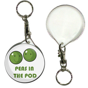 Peas in the Pod - 55mm Button Badge Key Ring