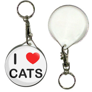 I Love Cats - 55mm Button Badge Key Ring I Love Cats - 55mm Button Badge Key Ring