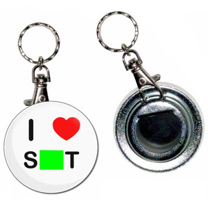 I Love Shit - 55mm Button Badge Bottle Opener