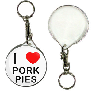 I Love Pork Pies - 55mm Button Badge Key Ring I Love Pork Pies - 55mm Button Badge Key Ring