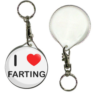 I Love Farting - 55mm Button Badge Key Ring I Love Farting - 55mm Button Badge Key Ring
