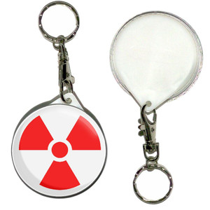 Red Nuclear Symbol - 55mm Button Badge Key Ring Red Nuclear Symbol - 55mm Button Badge Key Ring
