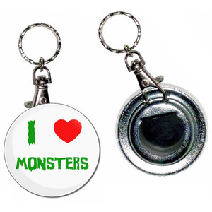 I Love Monsters - 55mm Button Badge Bottle Opener