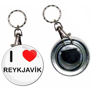 I Love Reykjavik - 55mm Button Badge Bottle Opener