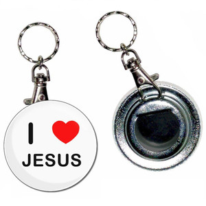 I Love Jesus - 55mm Button Badge Bottle Opener I Love Jesus - 55mm Button Badge Bottle Opener