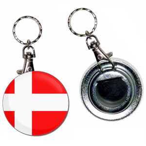 Denmark Flag - 55mm Button Badge Bottle Opener