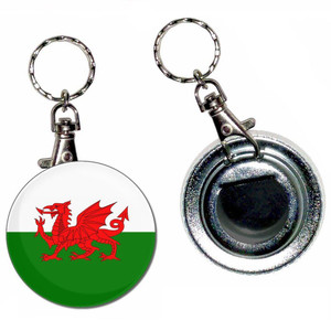 Wales Flag - 55mm Button Badge Bottle Opener