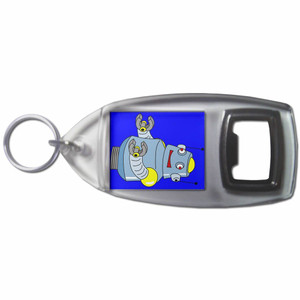 Blue Boy Robot - Plastic Key Ring Bottle Opener